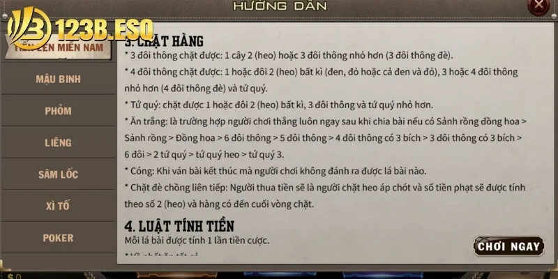 Một số quy tắc đặc biệt quan trọng trong bài tiến lên miền Nam