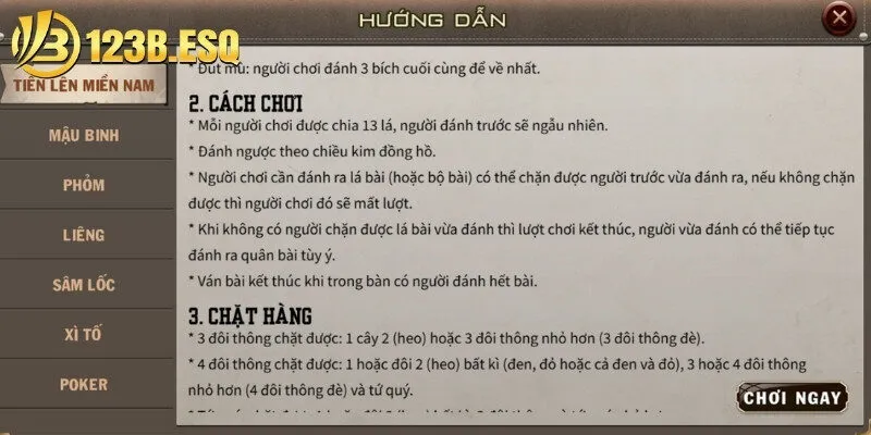 Hướng dẫn tham gia một ván bài tiến lên miền Nam chi tiết